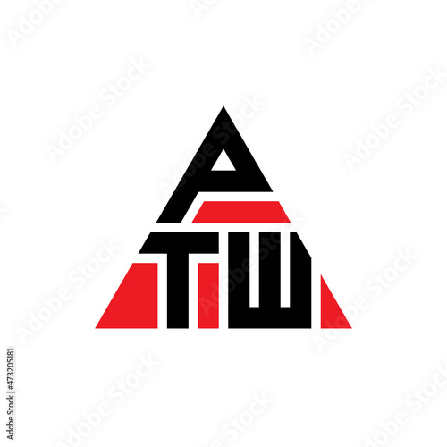 PTW triangle letter logo design with triangle shape. PTW triangle logo design monogram. PTW triangle vector logo template with red color. PTW triangular logo Simple, Elegant, and Luxurious Logo... photo