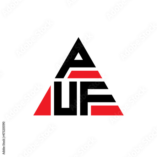 PUF triangle letter logo design with triangle shape. PUF triangle logo design monogram. PUF triangle vector logo template with red color. PUF triangular logo Simple, Elegant, and Luxurious Logo...