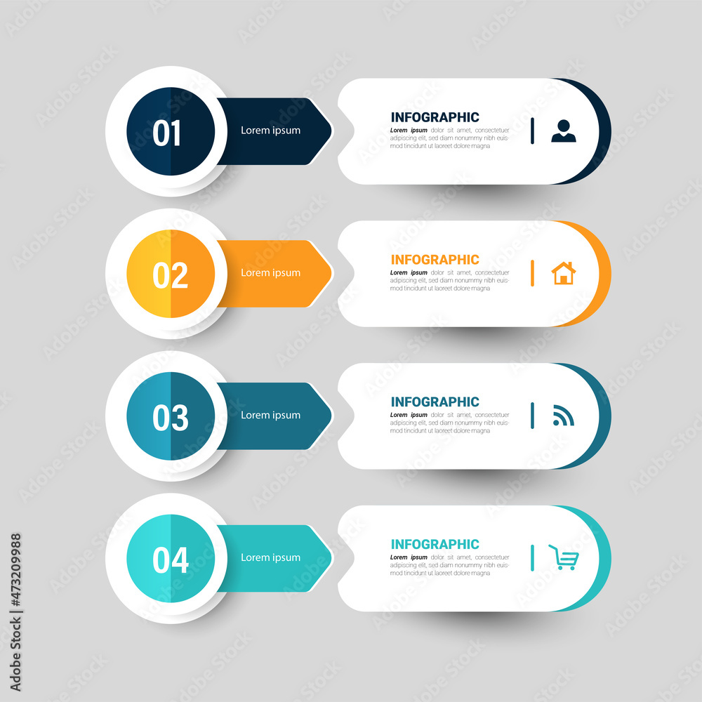 Four steps Infographics banner design template.	
