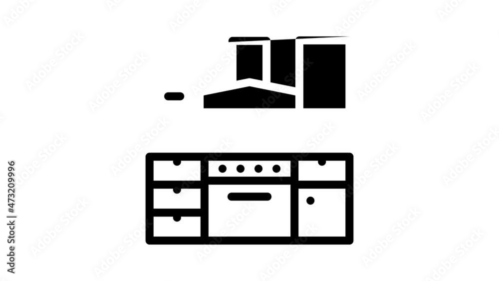 kitchen furniture animated line icon kitchen furniture sign. isolated on white background kitchen furniture animated line icon kitchen furniture sign. isolated on white background