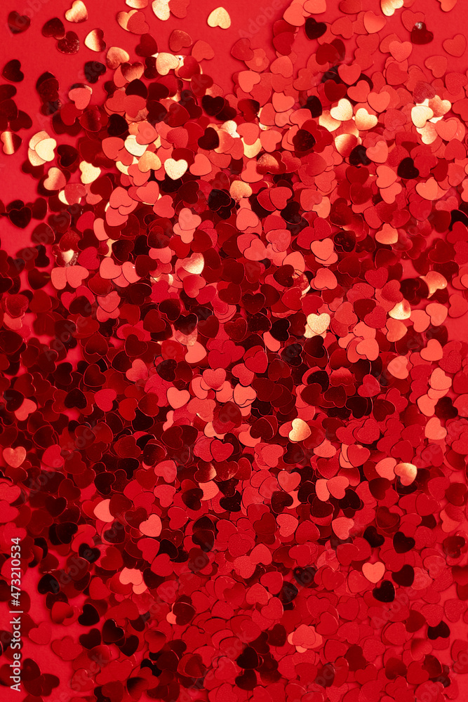 Minimal composition background of red herts. Valentines day concept 

