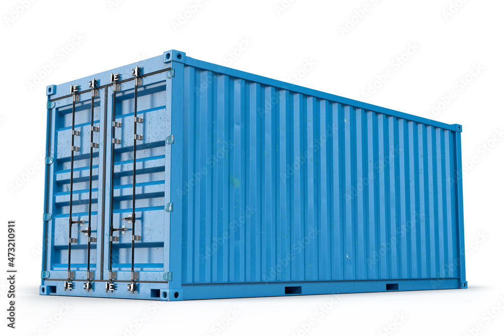 Blue cargo shipping container. 3D Rendering Blue cargo shipping container. 3D Rendering