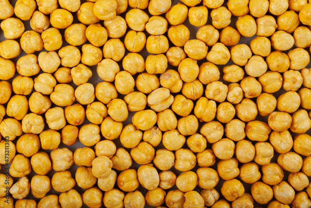 Roasted Chickpea, close-up. Fried Turkish peas yellow color. Turkish healthy snack Roasted Chickpea, close-up. Fried Turkish peas yellow color. Turkish healthy snack