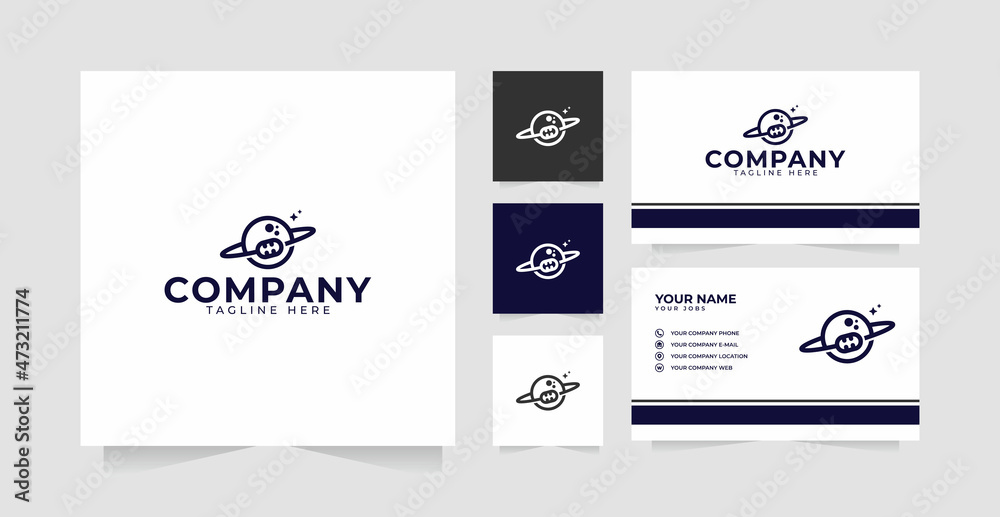 Fototapeta premium Planet Podcast Logo design inspiration and business card