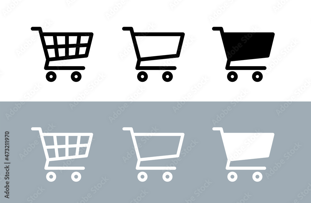 Shopping cart icons set. Supermarket shopping basket design. Food cart. Purchase symbol. Isolated raster image on white background. Shopping cart icons set. Supermarket shopping basket design. Food cart. Purchase symbol. Isolated raster image on white background.