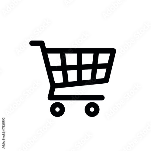 Shopping cart icon. Supermarket shopping basket design. Food cart. Purchase symbol. Isolated vector image on white background. photo