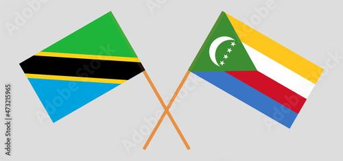 Crossed flags of Tanzania and the Comoros. Official colors. Correct proportion