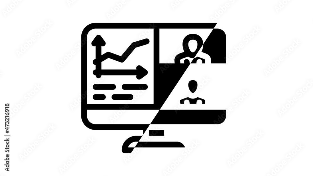 chart researching video conference animated line icon chart researching video conference sign. isolated on white background chart researching video conference animated line icon chart researching video conference sign. isolated on white background