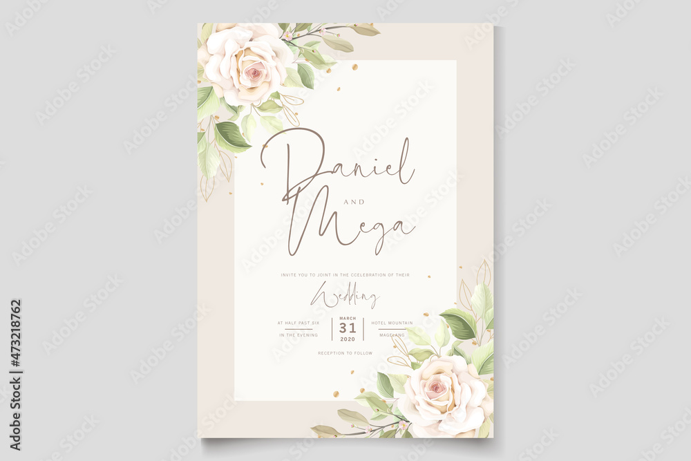 hand drawn floral roses wedding invitation card set hand drawn floral roses wedding invitation card set