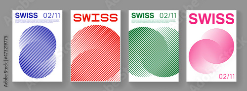 Collection of Swiss Design Posters. Modern Halftone Circle Shapes. Geometric Pattern.
