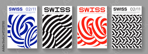 Collection of swiss design striped posters. Meta modern graphic elements. Abstract modern geometric stripes. Circle sphere shapes.