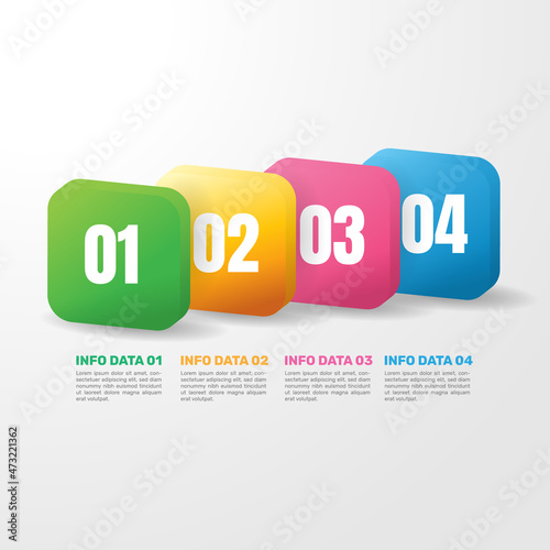 Vector isometric square element for infographics. Business concept with 4 options.