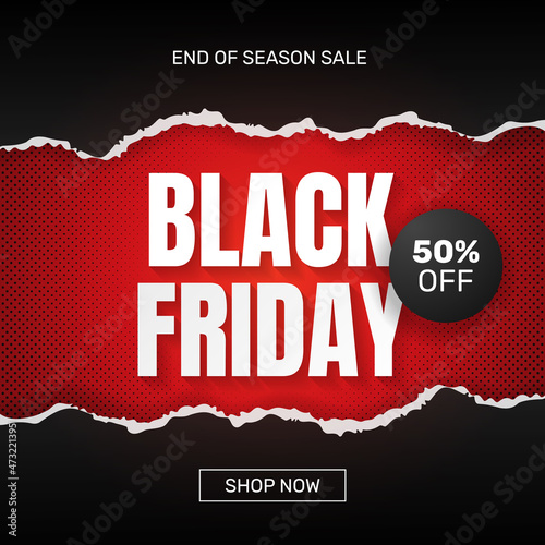 Black friday in paper style. - Vector.