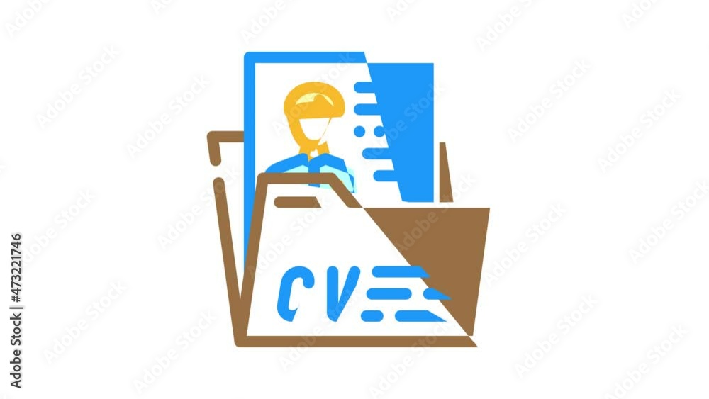 personal profile cv animated color icon personal profile cv sign. isolated on white background