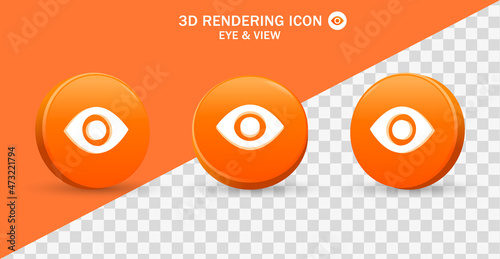 3d eye icon frame . view icon in 3d rendering modern button . vision icon symbol 