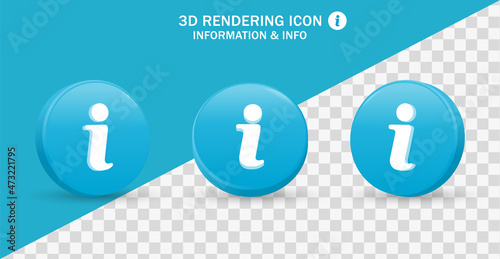 3d info icon Information symbol in blue modern button