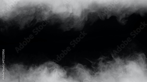 White smoke or fog isolated on black background.