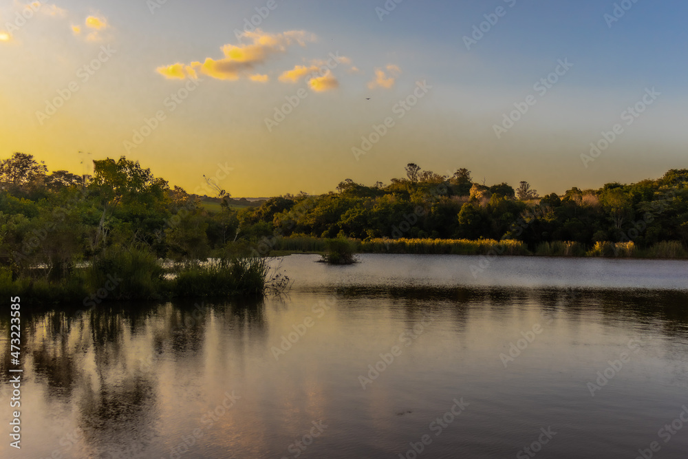 sunset over the lake