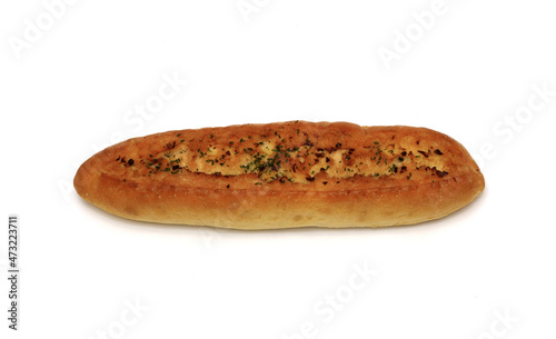 Garlic bread lay on white background, isolated