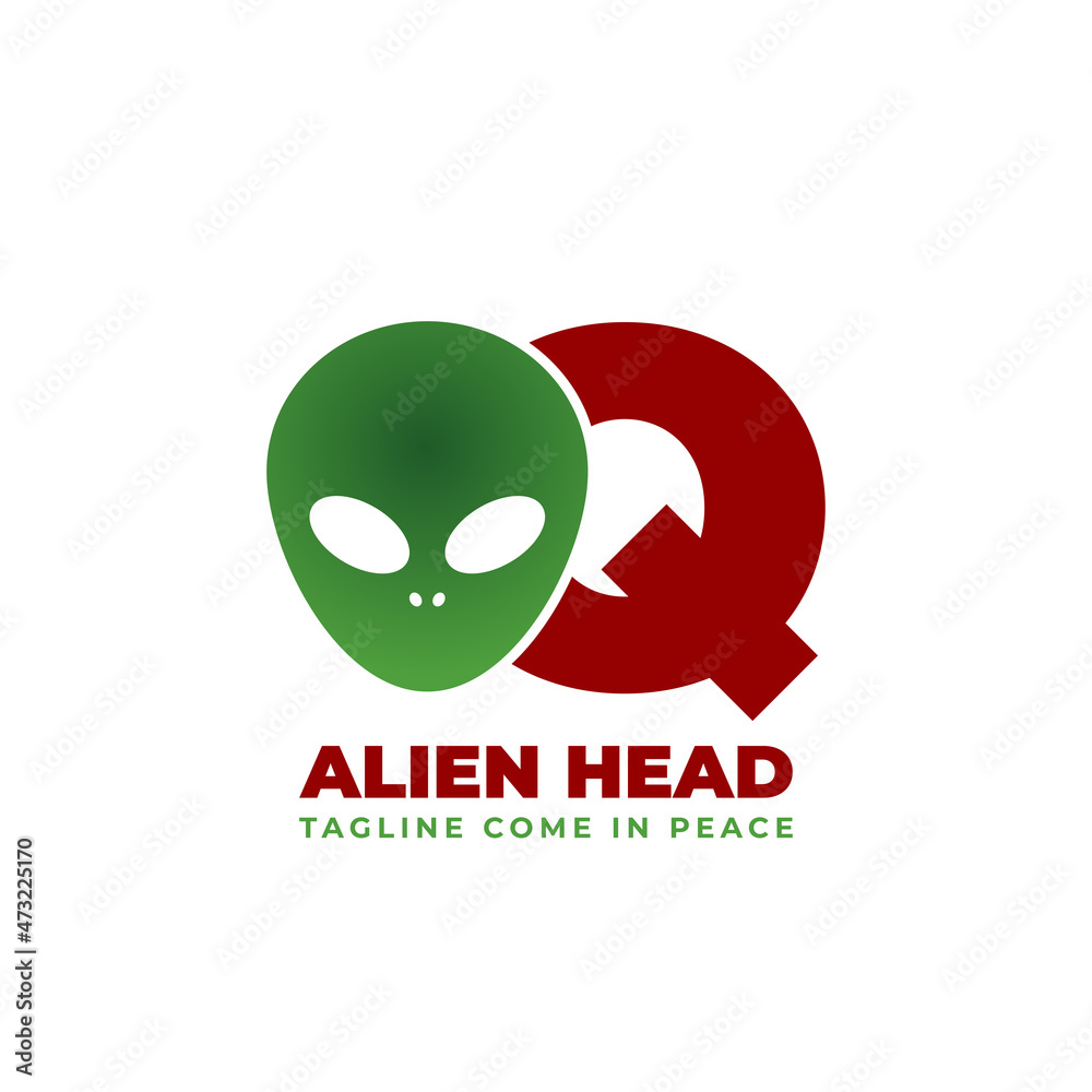 letter Q alien head vector logo design