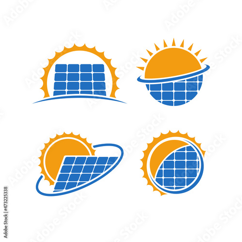 Solar Energy Cell Logo Design Vector Set