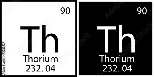 Thorium chemical symbol. Periodic table. Education process. Black and white squares. Vector illustration. Stock image. 