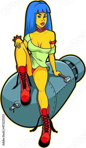 Vintage pinup style bomb girl
