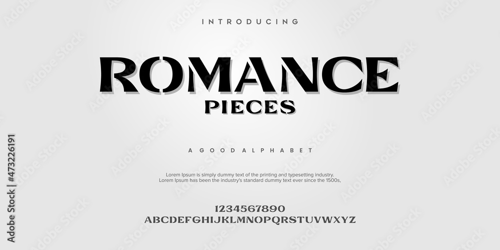 ROMANCE PIECES Elegant alphabet letters font and number. Classic Lettering Designs vector illustration