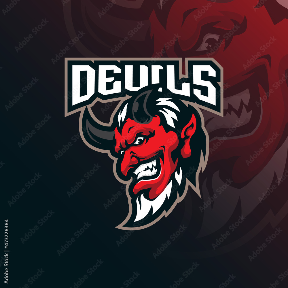 devil mascot logo design with modern illustration concept style for badge, emblem and t shirt printing. devil head illustration for sport team.