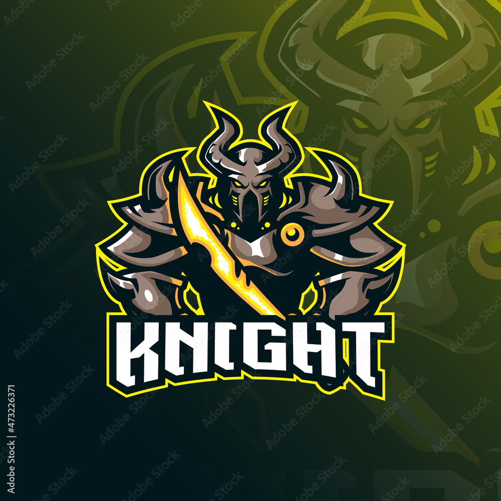 knight mascot logo design with modern illustration concept style for badge, emblem and t shirt printing. knight illustration with sword in hand.