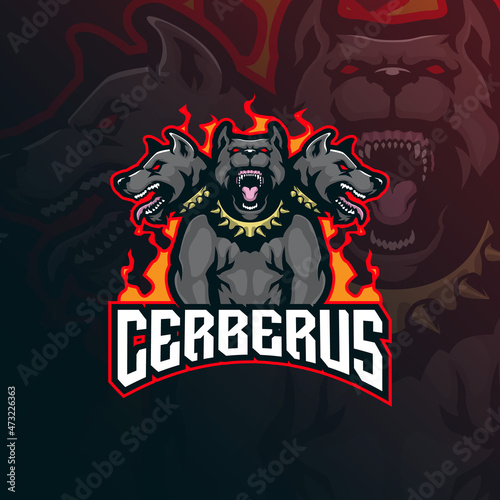 Obraz na plátně cerberus mascot logo design with modern illustration concept style for badge, emblem and t shirt printing