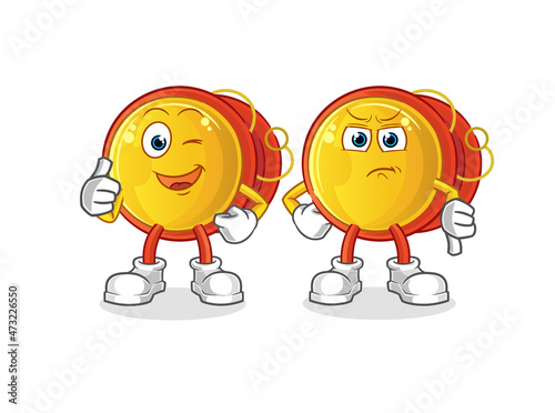 yoyo thumbs up and thumbs down. cartoon mascot vector