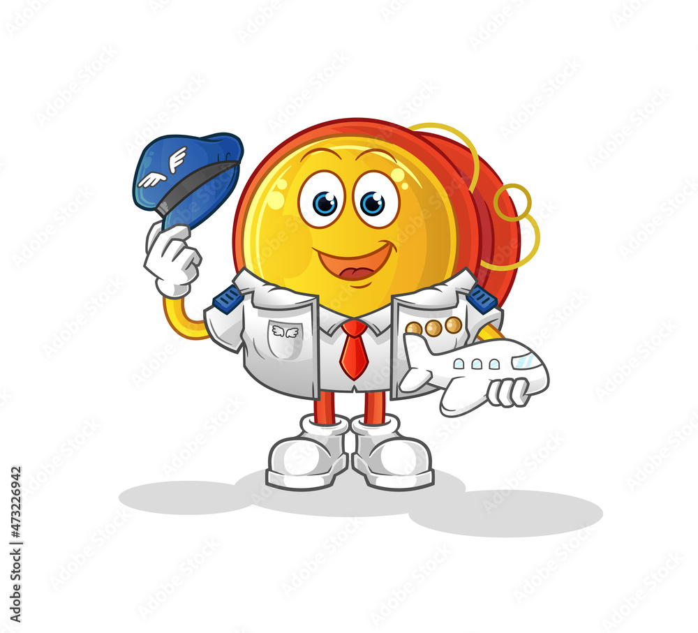 yoyo pilot mascot. cartoon vector yoyo pilot mascot. cartoon vector