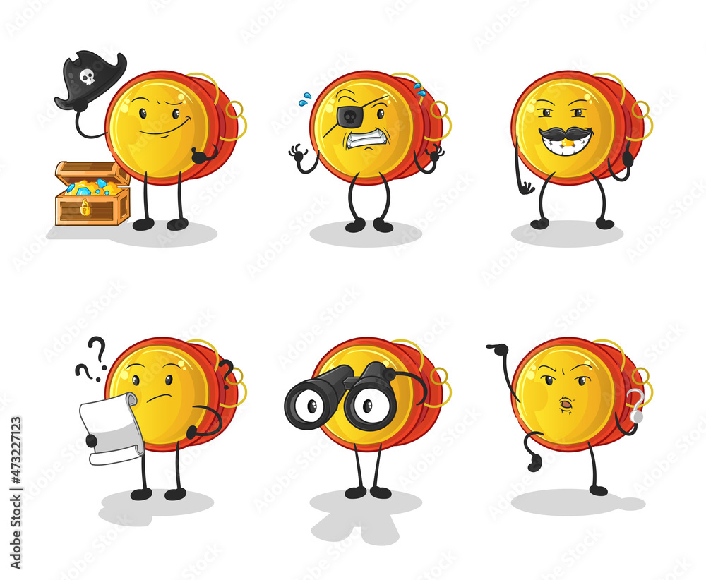 yoyo Pirate group character. cartoon mascot vector yoyo Pirate group character. cartoon mascot vector