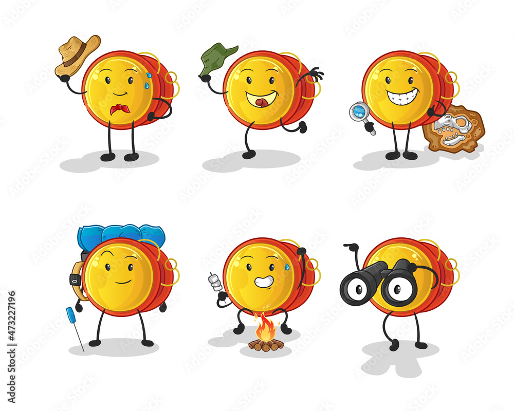 yoyo adventure group character. cartoon mascot vector yoyo adventure group character. cartoon mascot vector