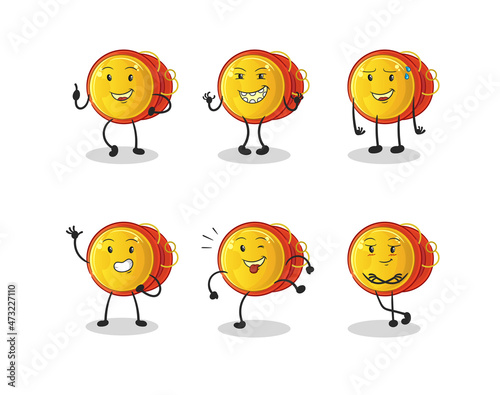 yoyo happy set character. cartoon mascot vector