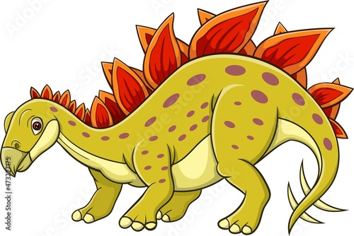 Cartoon stegosaurus on white background