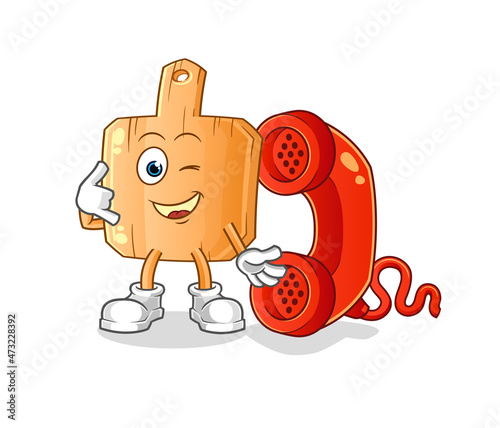wooden placemat call mascot. cartoon vector