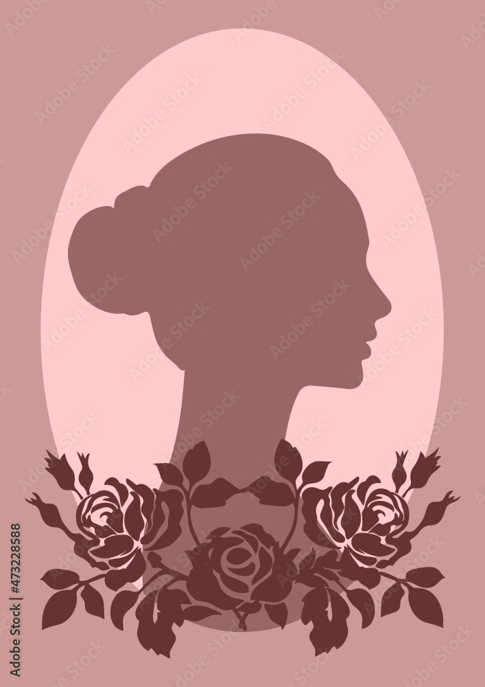    silhouette of a girl with flowers