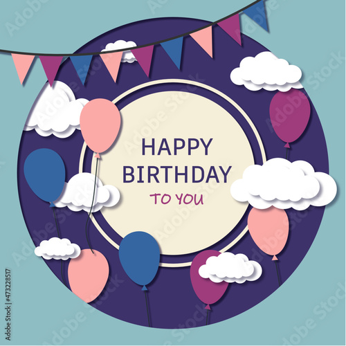 birthday card in paper style