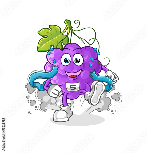grape runner character. cartoon mascot vector