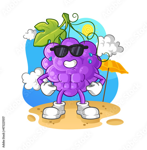 grape sunbathing in summer. character vector