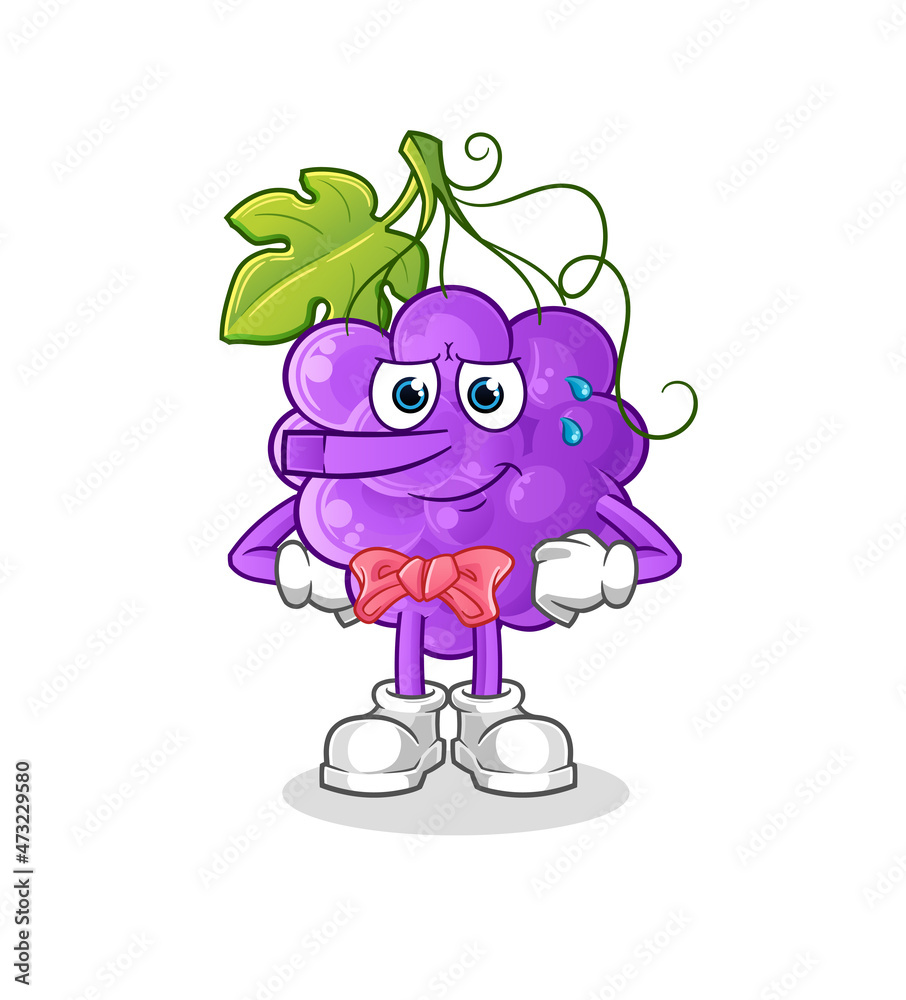 Fototapeta premium grape lie like Pinocchio character. cartoon mascot vector