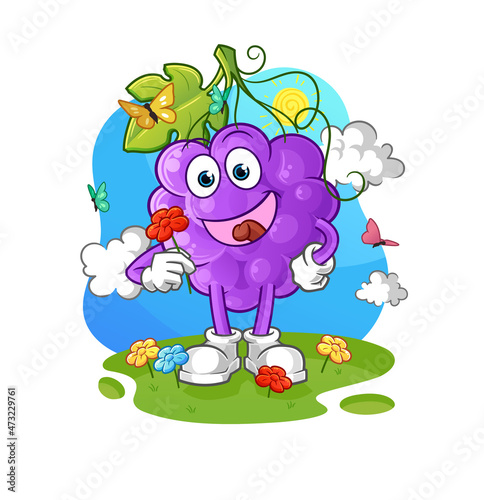 grape pick flowers in spring. character vector