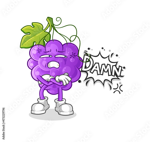 grape very pissed off illustration. character vector