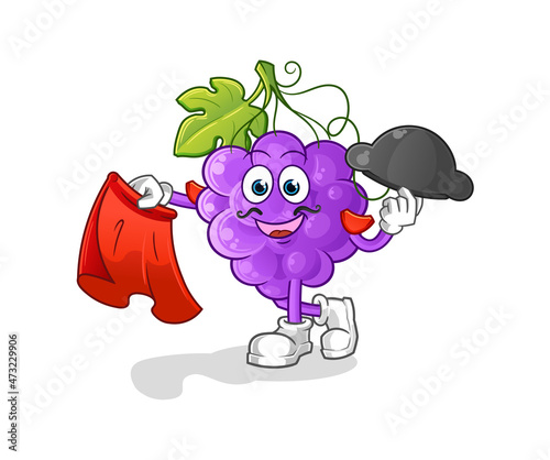grape matador with red cloth illustration. character vector
