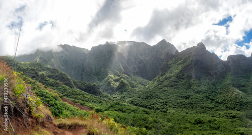 Panorama on the Kalalau Trail in Kauai photo