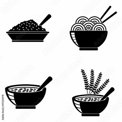 carbohydrates food icon set vector sign symbol