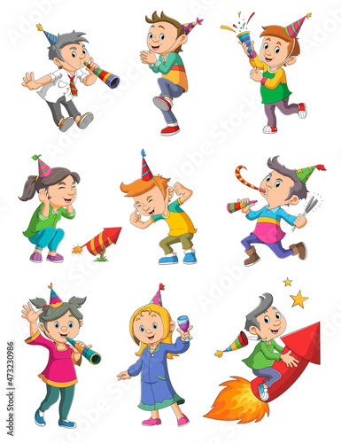The collection of the children are celebrating the new years event