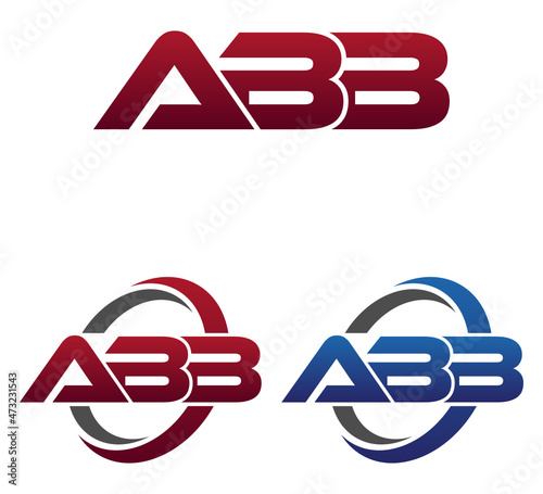 Modern 3 Letters Initial logo Vector Swoosh Red Blue ABB